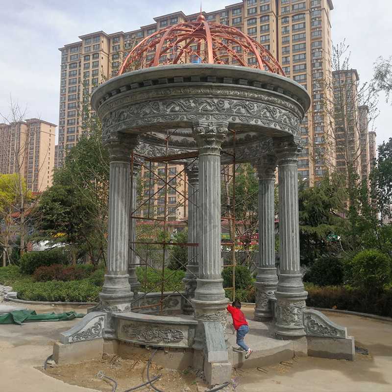 景觀涼亭廠家，園林小區景觀亭子，大理石石材涼亭