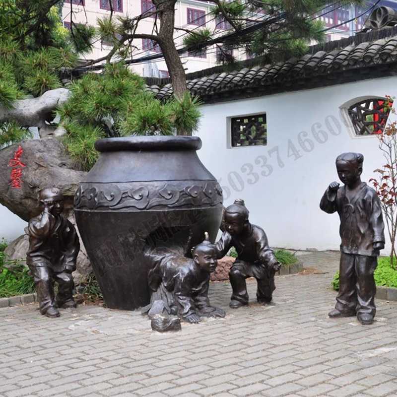 銅小孩雕塑，兒童銅雕塑