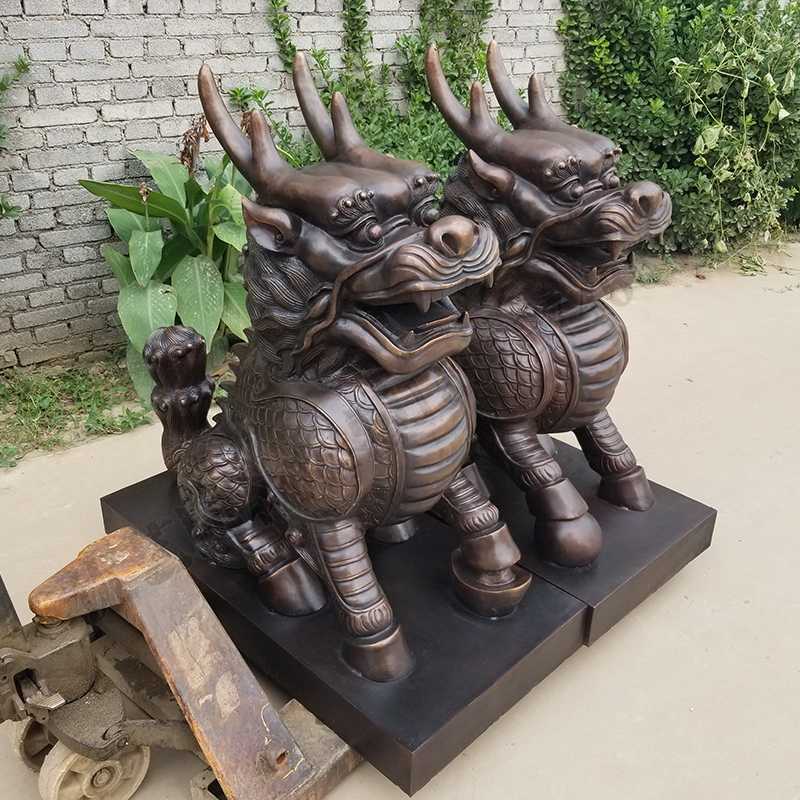 銅麒麟雕塑，銅麒麟擺件，鎮宅風水麒麟