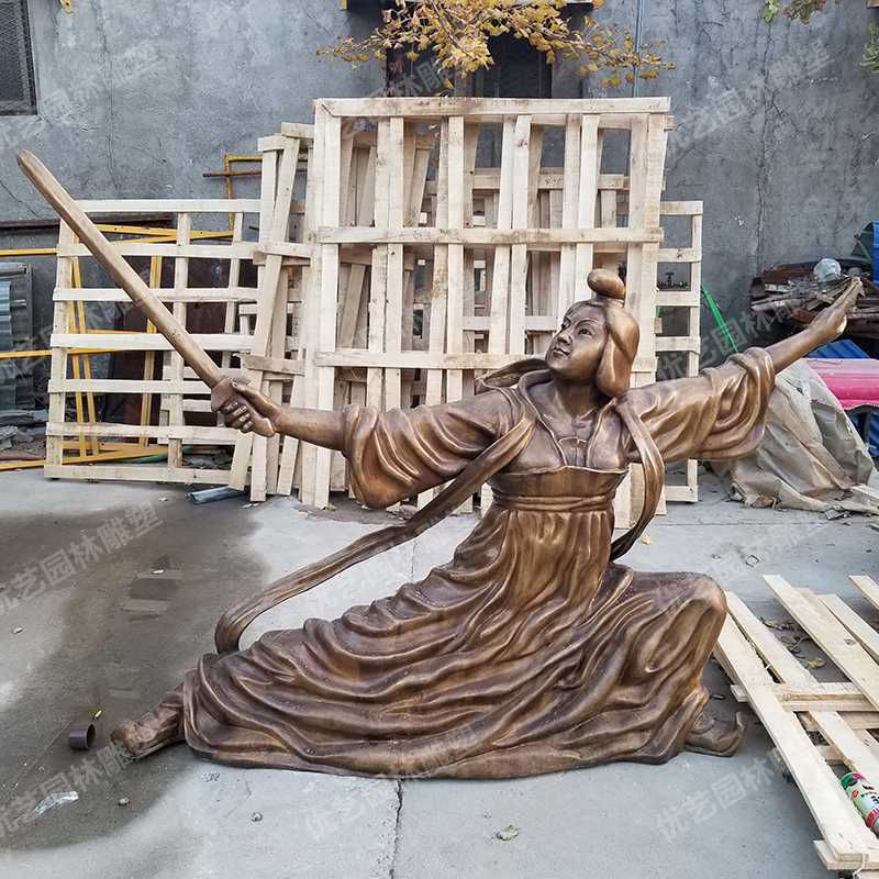 銅舞劍人物雕塑，古代銅人物雕塑